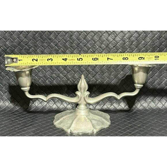 Antique c1847-1887 FLAGG & HOMAN PEWTER CANDLESTICK HOLDERS PAIR #136 - Picture 7 of 9